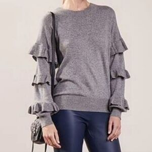 J Crew Wool Blend Ruffle Sleeve Hope Sweater Size MED